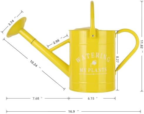 Garutom Galvanized Watering Can for Outdoor Indoor Plants, 1 Gallon Decorative Countryside Water Can with Removable Spout, Metal Watering Can for Indoor Plants and Garden Flower (Yellow) - Image 7