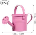 YARNOW 5 Pack Kids Watering Can Set, Small Metal Watering Cans for Kids with Dual Handles and Sprinkler Spout for Gardening Plants Flowers, Assorted Colors - Image 3
