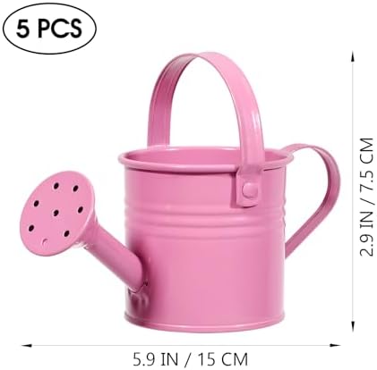 YARNOW 5 Pack Kids Watering Can Set, Small Metal Watering Cans for Kids with Dual Handles and Sprinkler Spout for Gardening Plants Flowers, Assorted Colors - Image 3