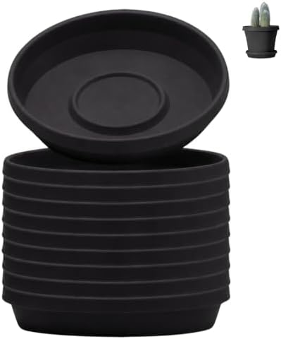Bloem Terra Plastic Saucer Tray for 6" Terra Planters, Black, 10-Pack by Bloem