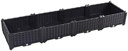 Hershii Plastic Rectangular Raised Garden Bed Indoor Outdoor Planter Box Kit Container for Growing Vegetables, Plants, Herbs, Flowers & Succulents - Black - 61.41 X 15.35 X 8.66 Inches by FineLivingStartingwithaHome