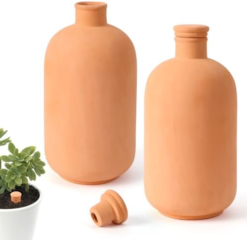 2 pcs Large 10x5in Ollas Terracotta Watering Pots Self Watering Planter Insert 1.8L Terra Cotta Clay Watering Spikes Automatic Plant Watering Devices for Outdoor & Indoor Plants Self-irrigate by LovelyRan