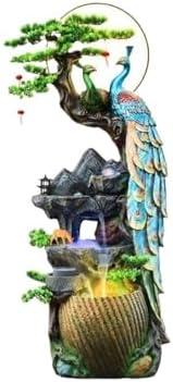 Garden Water Fountain Water Fountain Decor, Peacock with LED Glass Color Changing Globe, for Home/Office, Living Room Decorative Fountains Outdoor Water Fountain for Garden(Medium) by Unknown