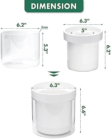Phoenix Vine 6 Inch Self Watering Planter, White Terracotta Clay Pot with Glass Reservoir for Indoor Plants, Herbs, Flowers, Set of 1, 52-B-F-1 - Image 3