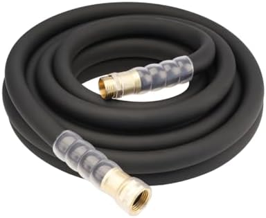 Heavy Duty Premium Garden Hose 25ft x 3/4", 300PSI Working, 1000PSI Burst, Hybrid Rubber Water Hose with Transparent Swivel Handle - Hot/Cold Water - Five Layered Braiding with Brass fittings (Black) by Unknown