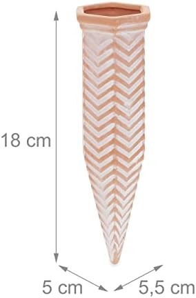 Relaxdays Clay Watering Spikes, Set of 4, Stakes for 1.5 L Plastic Bottles, Indoor & Outdoor Plants, Zig-Zag, Terracotta, Ceramics, 18 x 5.5 x 5 cm - Image 4
