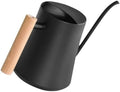 Vintage Black Stainless Steel Watering Can with Wooden Handle by DECHOUS
