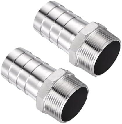 2pcs Stainless Steel Hose Barb Fittings 40mm Barb to 1-1/2" NPT Male by Kozelo
