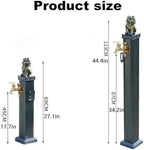 Outdoor Retro Post Faucet Freestanding Garden Hose Holder with Faucet & Spray Gun, Floor Mounted Water Tap for Irrigation Washing, Vertical Water Column Feature(Blue,69cm/27.1in) - Image 5