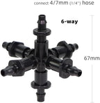 4/7MM 6-Way Garden Water Connector for Micro Tubing 1/4'' Hose Water Splitters Micro Irrigation Coupling Adaptor Barbed(5 PCS) - Image 2