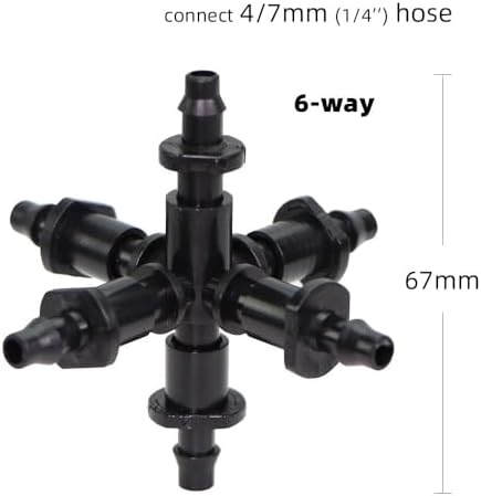 4/7MM 6-Way Garden Water Connector for Micro Tubing 1/4'' Hose Water Splitters Micro Irrigation Coupling Adaptor Barbed(5 PCS) - Image 2