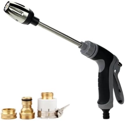High Pressure Hose Nozzle with Foam Cannon, Metal Water Spray Gun for Car Wash & Garden 360° Rotating, Durable Stainless Steel Spray Nozzle (Grey-a,One Size) by Unknown