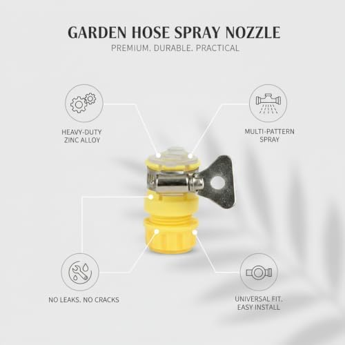 Zinc Alloy Garden Hose Spray Nozzle - Durable Watering Wand with Adjustable Multi-Pattern Head for Outdoor Gardening, Car Washing & Cleaning (Yellow) - Image 5