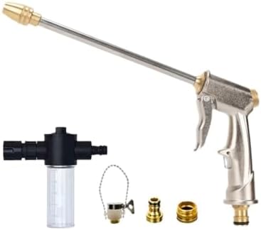 Garden Irrigation Hidrolimpiadora Metal Sprinkler Hose Nozzle Adjustable High Pressure Water Gun Wash Lances Foam(Golden Gun) - Image 2
