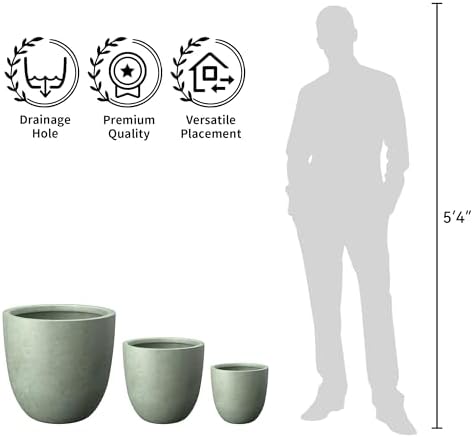 Kante Accent Round Bowl Mint Green Concrete Planter 14" Dia, Outdoor - Image 7