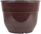 Garden Elements Indoor/Outdoor Glazed Brushed Happy Plastic Planter, Large, Dark Brown, 15" by GardenElements
