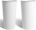 KOL 28'' Tall Galvanized Steel Planter Pot - Flower Pot with Water Level Indicator for Plants - 2-Pack Self Watering Planters - Round White Powder Metal Planter Box - Indoor Outdoor Grande Plant by KOL
