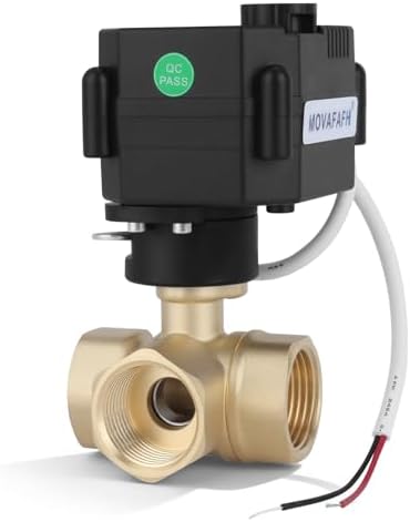 1" 3 Way L Port Motorized Ball Valve Brass - 2 Wire Auto Return Electric Water Valve Normally Closed with Manual Override, 9-24V AC/DC, Long Life Automatic Ball Valve, IP67 by movafaFH