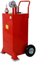 30 Gallon Fuel Gas Caddy, Portable Fuel Transfer Tank with Manual Rotary Pump, 8 FT Kink-Free Hose, Anti-Static Grounding Clamp, Fuel Level Gauge and Wheels for Gasoline Diesel Car ATV Mower Tr by Aynuma