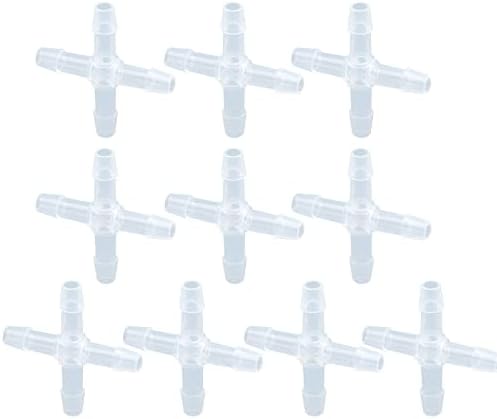 10pcs 1/2" Barbed Cross Connectors Fittings, Polypropylene, Autoclavable by COBETTER