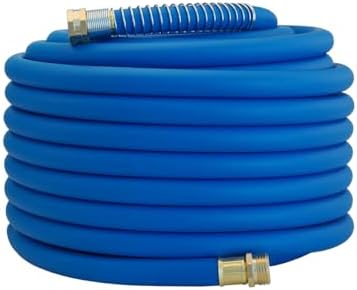 Wiseflow Garden Hose 100FT x 5/8", Heavy Duty Rubber Hose, Water Hose with Five Layered Braiding, Male Female Fittings, 1000PSI Burst, 300PSI Working for Yard, Car Wash, Pets (Blue) by Unknown