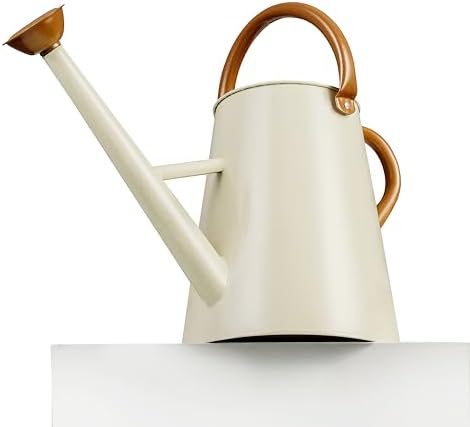 Metal Watering Can with Removable Spout, 1.5 Gallon Large Watering Cans for Plants, Galvanized Steel Gardening Water Can for Indoor & Outdoor Use, Watering Pot with Ergonomic Movable Handle(White) by Unknown