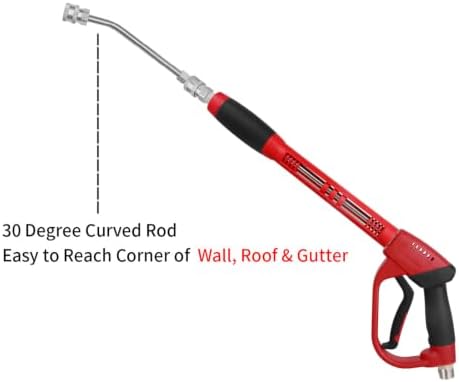 Upgraded Pressure Washer Gun with Extension Replacement Wand, M22 Fitting,7 Inch 30 Degree Curved Rod, 5 Nozzle Tips, 5000 PSI, 47 Inch - Image 6