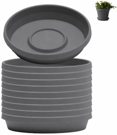 Bloem Terra Plastic Saucer Tray for 6" Terra Planters, Charcoal, 10-Pack by Bloem