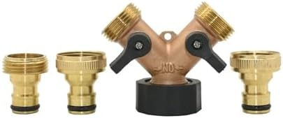 Brass 2-way Garden Tap Female 3/4 Y Irrigation Valve Water Splitter Quick Connector Hose 1 Set(BSP-A) - Image 4