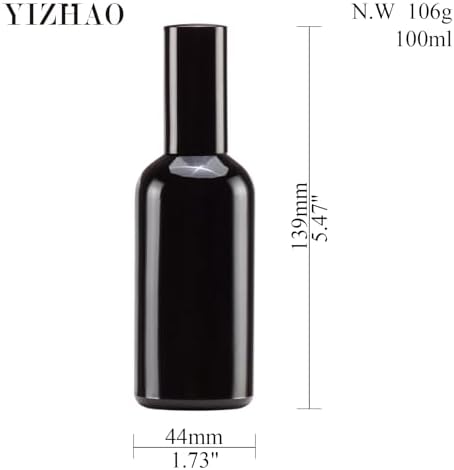 YIZHAO Black Glass Spray Bottles 4oz, with Small Fine Mist Spray, Metal Cap, Refillable for Essential Oil,Travel,Cleaning,Perfume,Aromatherapy,Makeup – 9 Pcs - Image 2