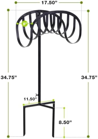 Garden Water Hose Holder Stand With Ground Stakes, Black Freestanding Storage Rack, Holds Up To 125 Ft 5/8 Inch For Backyard, Lawn And Patio Organization - Image 6
