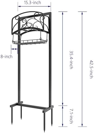 Kingson Portable Garden Hose Holder with Storage Basket - Heavy-Duty Freestanding Steel Stand, Holds 150FT Hose, Black Powder-Coated Finish, Detachable & Space-Saving Design with Tools - Image 3