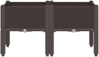 Elevated Garden Planter Box Brown PP Rattan Look 31.5x15.7x16.5 - Image 3