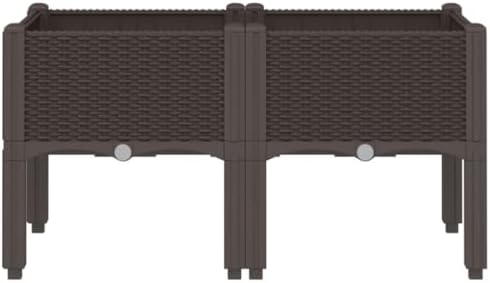 Elevated Garden Planter Box Brown PP Rattan Look 31.5x15.7x16.5 - Image 3