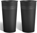KOL 22''H 2-Pack Planter with Water Level Indicator - Galvanized Steel Pot - Self Watering Planters Flower Pot for Plant - Inner Pot Design - Round Metal Planter Box - Indoor Outdoor Planting - Black by KOL