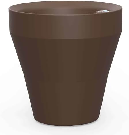 Crescent Garden TruDrop Rim Modern Self Watering Planter with Water Level Indicator, Indoor/Outdoor Weather-Safe Round Plant Pot, Grow Healthy Plants & Flowers - 18" W (Bark) by CrescentGarden