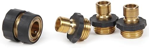 Camco 5/8" Brass and Steel Quick Hose Disconnect - Connect and Disconnect Between Multiple Hose Attachments | Automatic Shut-Off When Disconnected | 1 Female & 3 Male Fittings - 4 Count - (20136) by Camco