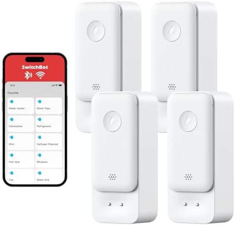 SwitchBot 4 Pack Water Leak Detector for Home, Water Leak Sensor, No Hub by SwitchBot