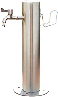 Floor-Standing Water Column with Faucet, Stainless Steel Outdoor Garden Hose Holder Anti-Freeze Cracking Vertical Water Column, Cylindrical Garden Fountain, 1/2-inch and 3/4-inch Hose Connectors by Unknown