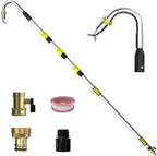24FT Reach Telescopic Gutter Cleaning Tool, 8-15FT Gutter Cleaner from the ground with 360°Rotatable Duckbill Metal Head, Shut Off Valve, Leak-Proof Gutter Cleaning Wand for Garden Hose by Unknown