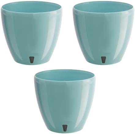 DECOPOTS - 3 Pack Self Watering Planter - Indoor/Outdoor Decorative Flower Pot with Drainage Cartridge and Water Level Indicator (6.7", Jade) by DecoPots-SelfWateringPots