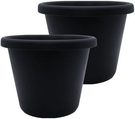 The HC Companies Classic Round Planter Pot, 20 Inch, Black, 2-Pack by TheHCCompanies