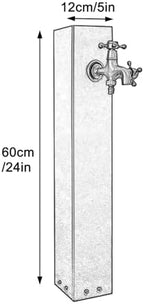 304 Stainless Steel Vertical Outdoor Faucets with Double Outlet, Freestanding Garden Water Column Hose Holder for Garden Farm Irrigation Washing(60x12cm/24x5in) - Image 2