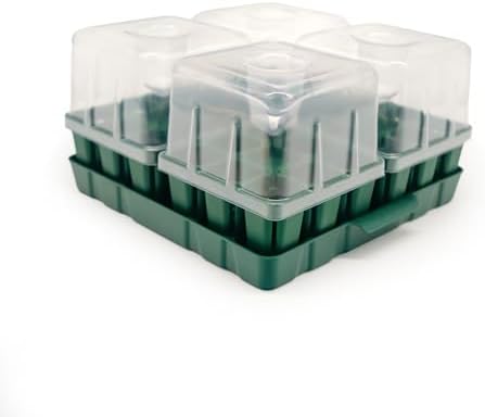 Vego garden Seedling Suite Products, 4 Pack Standard Seedling Trays with Seedling Tray Lids and 10" x 10" Bottom Watering Trays by VegoGarden