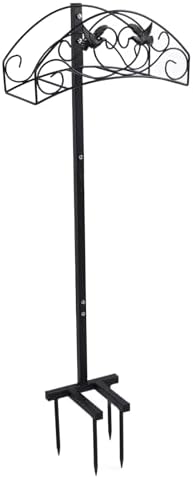 Garden Hose Holder, Freestanding Water Hose Storage Stand, Heavy Duty Detachable Hose Hanger with Top Storage Basket, Easy Installation, Iron Material for Outside Yard - Image 4