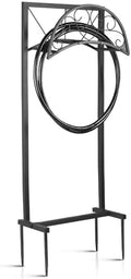 Garden Hose Holder Stand, Heavy Duty Freestanding Hose Holder for Outside, Holds Up to 150FT Water Hose, Metal Hose Hanger Rack with 4 Anchor Spikes for Yard Lawn Garden-Without Basket by CooFel