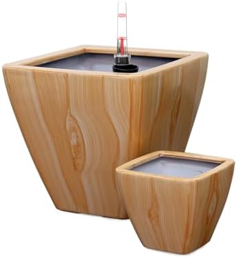 Self-Watering Square Planters, 2-Pack, 10 Inch, Light Brown - Image 5