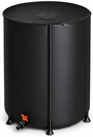 50 Gallon Collapsible Rain Barrel, Portable Rainwater Collection System, Rain Catcher Barrel with Spigots and Overflow Kit, Rain Water Barrel Collector for Garden, Black ﻿ by ANTSKU