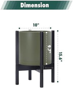 D'vine Dev Plastic Pot with Ebony Wood Stand, Olive, 10 in, 55-C-N-3 - Image 3