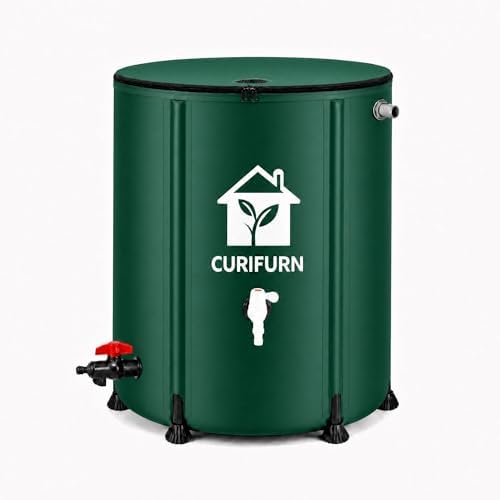 Collapsible Rain Barrel with Spigot, Filter and Overflow Kit by Curifurn